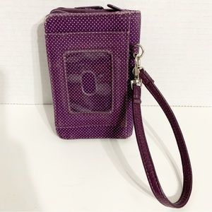 Thirty-one Cotton Purple Plum Gingham Pop White Polka Dot Wristlet Wallet 🟪⬜️